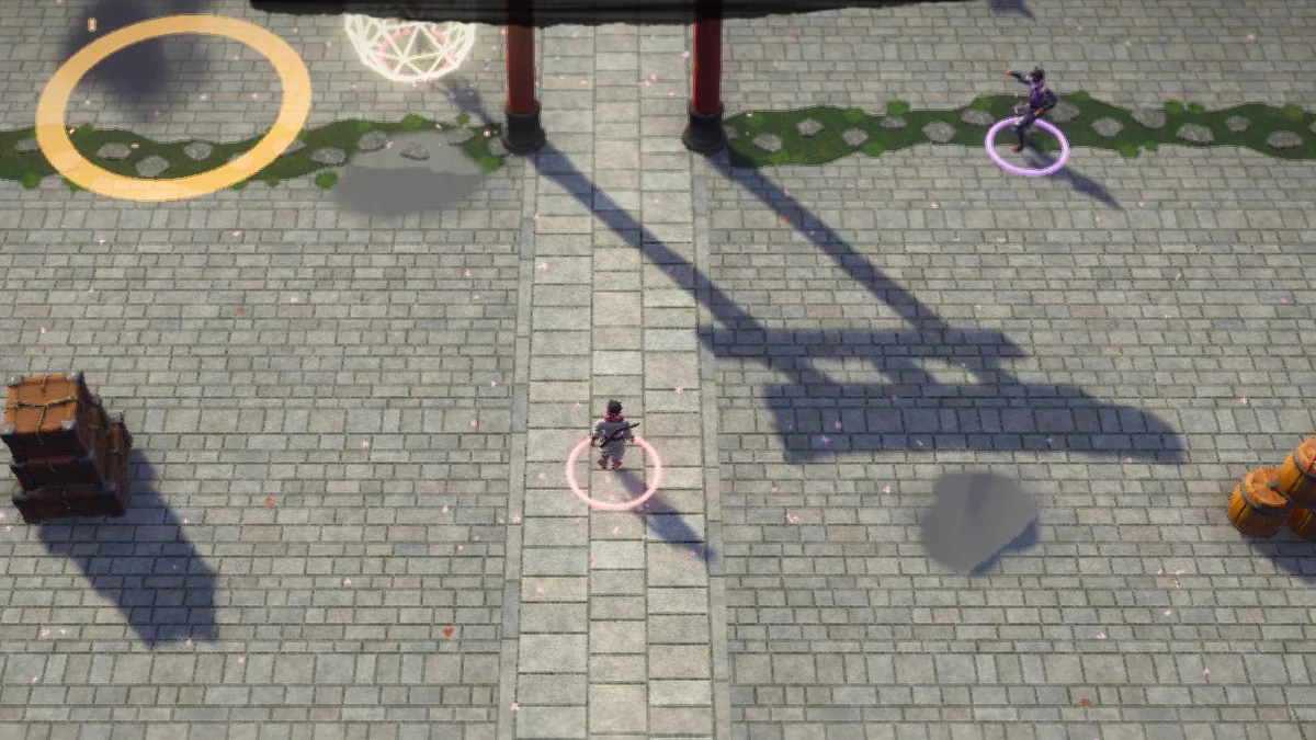 Shrine Courtyard, close in, mid-round