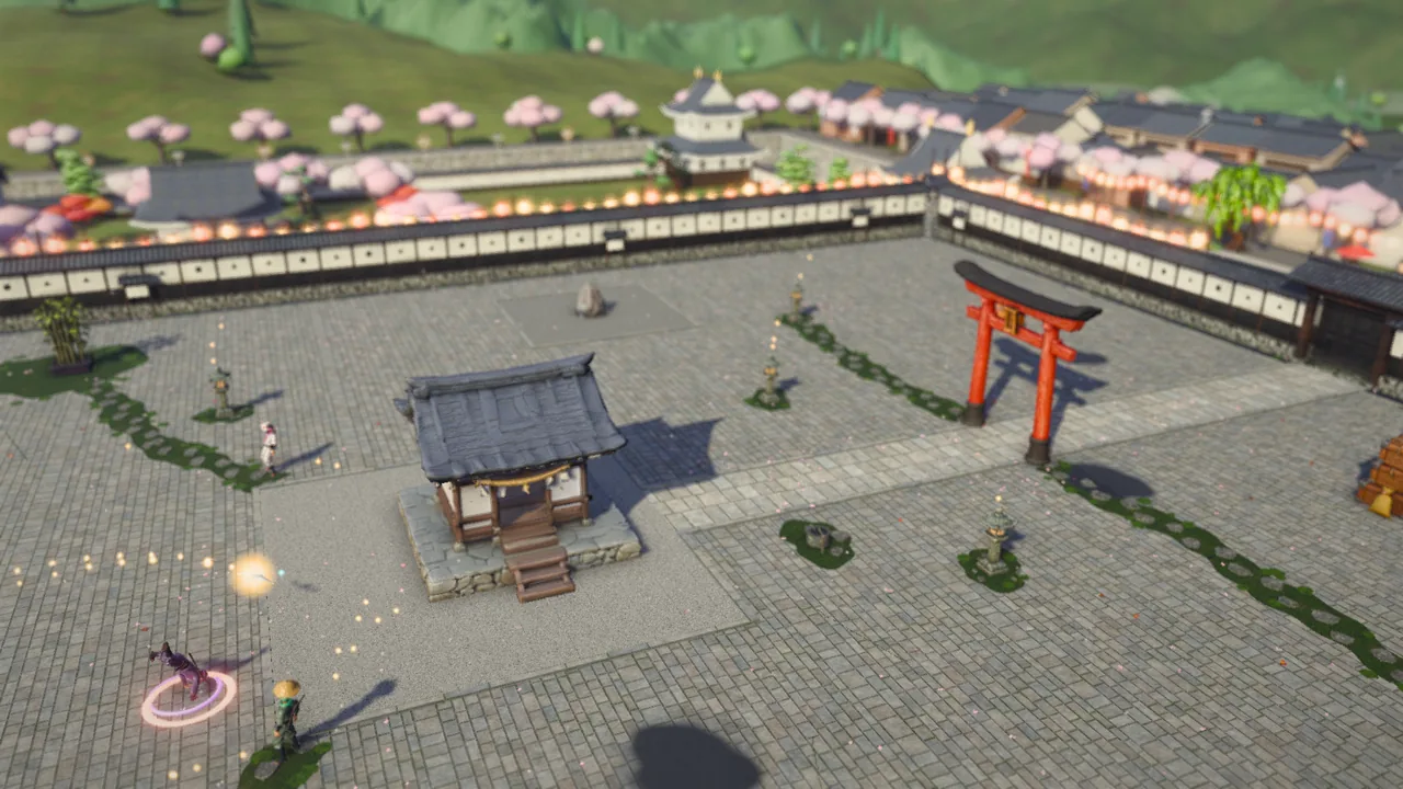 Shrine Courtyard: the arena with bots sparring