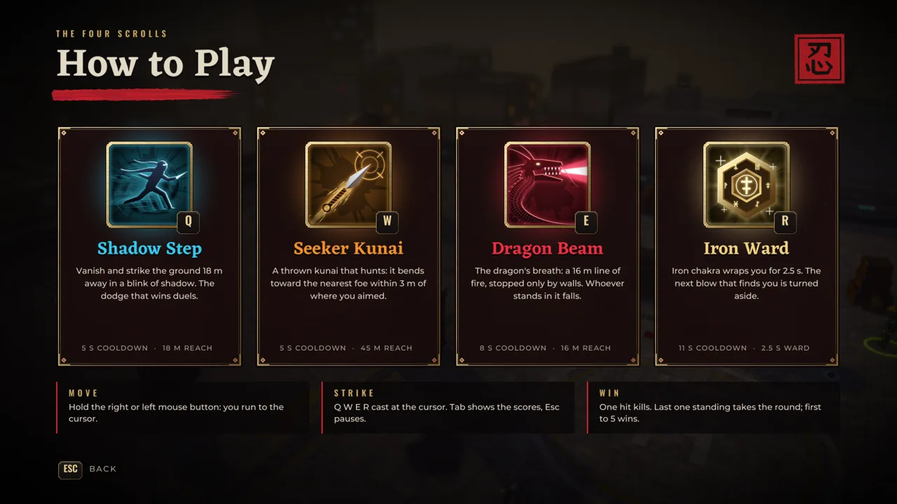 How to Play: the four skill scrolls and the three rules